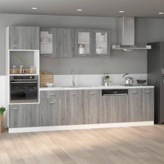 Berkfield Home Microwave Cabinet Grey Sonoma 60x57x207 cm Engineered Wood | Size: 60 x 57 x 207 cm