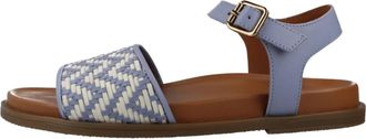 Geox Adelash Flat Sandalen - Dames - Sandalen - Blauw - 40 EU - Leer - Schoenen