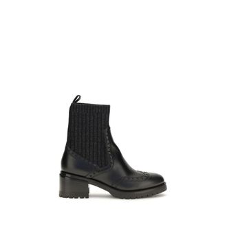 Santoni Calf Leather Bos Taurus Ankle Womens Boots