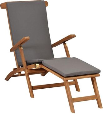 vidaXL Tumbona Con Coj&iacute;n Gris Oscuro Madera Maciza De Teca Vidaxl