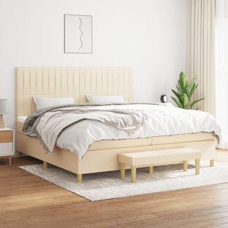 vidaXL Vidaxl - Cama Box Spring Con Colch&oacute;n Tela Color Crema 200x200 Cm