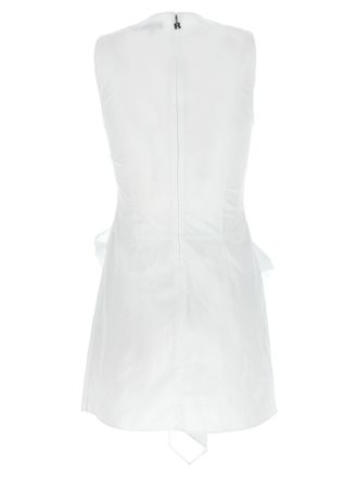 Rotate Bow-Front Cotton Poplin Dress - White