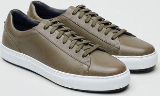 Ben Sherman Ace Cupsole Leather Mens Olive Trainers - Green - Size UK 11