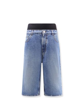 Alaia Denim Bermuda Shorts With Ribbed Band