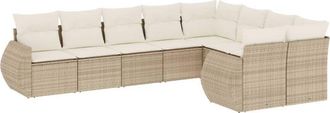 vidaXL Set De Sof&aacute;s De Jard&iacute;n 9 Pzas Con Cojines Rat&aacute;n Sint&eacute;tico Beige Vidaxl