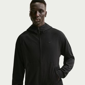 Nike Mens Primary NanoKnit Dri-FIT UV Protection Full-Zip Performance Hoodie in Black | II1308-010