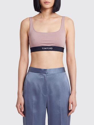 Tom Ford Top bralette cropped in modal con banda logo a contrasto