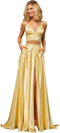 Sherri Hill Two Piece Gown In Yellow