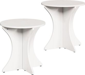 vidaXL Vidaxl - Coffee Table 2 pcs White 46 x 46 x 47 cm Solid pine wood