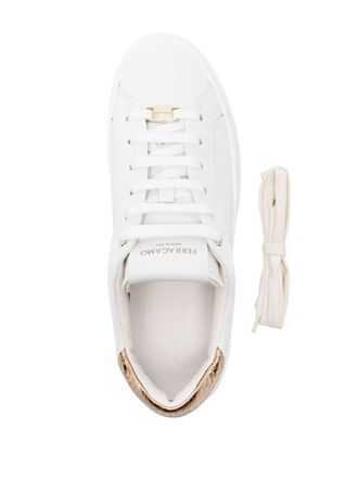 Ferragamo Metallic Heel-Accent Platform Sneaker - White