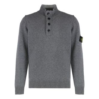 Stone Island Turtlenecks, male, Gray, 3XL, Half-zipper Jumper with Felt Trims