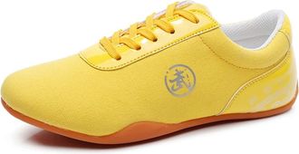 Generic Martial Arts Taewondo Shoes, Breathable Unisex Sports Boxing Karate Kung Fu Tai Chi for Children Teenager Adults(Yellow,10.5 UK Child)