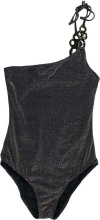 My Beachy Side One Shoulder Black Shimmer Swimsuit Size XS