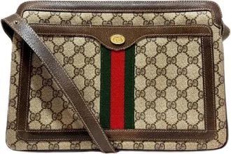 Gucci Pre-owned Cross Body Bags, male, Brown, Size: ONE SIZE Pre-owned GG Plus PVC Bag