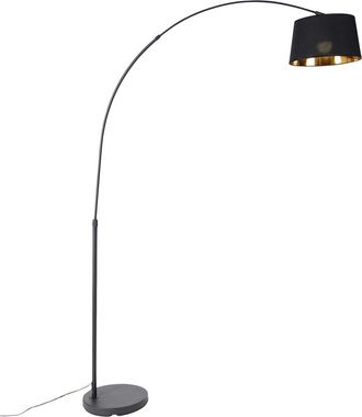 QAZQA Moderno L&aacute;mpara De Arco Inteligente Negra Con Dorado Con Wifi A60 - Arc Basic Acero /textil /pl&aacute;stico Alargada Adecuado Para Led Max. 1 X 8.5 Watt - Q