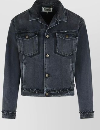 Maison Margiela cotton jacket long sleeves frayed hem pockets