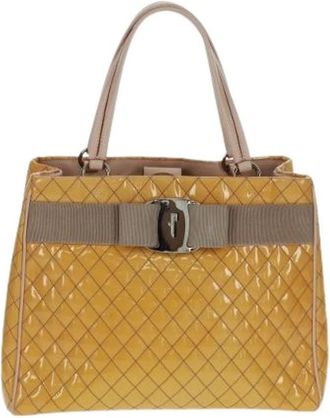 Ferragamo Pre-owned Vala Handtas - Dames - Vintage Handtas - Geel - ONE Size - Leer - Vintage
