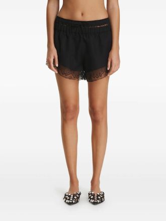 Pinko lace-trim shorts - women - Viscose/Linen/Flax/Cotton - 36 - Black