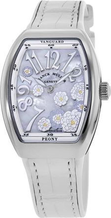 Franck Muller Vanguard Limited Edition Lady Peony 32mm Mother of Pearl Dial Leather Strap Womens Watch V 32 QZ MOP BC AC BC