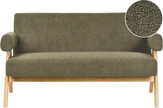 Beliani Sofa 2 Seater TAMRE Boucle Green/ Light Brown