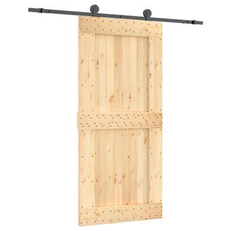 vidaXL Puerta Corredera Natural Y Negro 95 X 210 Cm Vidaxl