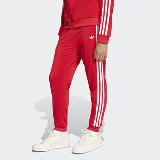 adidas Sporthose ADIDAS ORIGINALS SST, Damen, Gr. 128, N-Gr, better scarlet, wei&szlig;, Obermaterial: 100% Polyester, Hosen Sporthose