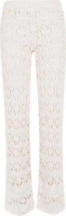 Alanui Natural White Lagoon Romance Ankle-Slits Cotton Pants