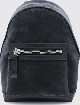 Tom Ford Suede Backpack with Front Pocket and Embossed Logo
