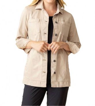 Habitat Stretch Denim Boyfriend Jacket In Oatmeal