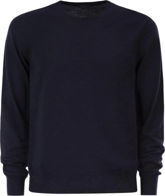 Kiton Trui met ronde hals en lange mouwen - Heren - Ronde hals truien - Blauw - 2XL - Truien & Vesten