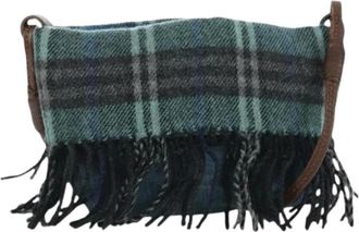 Burberry Pre-owned Bucket Bags, female, Blue, Size: ONE SIZE Pre-owned Wool Shoulder Bag