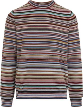 Paul Smith Trui met Ronde Hals en Strepen - Heren - Ronde hals truien - Veelkleurig - L - Katoen - Truien & Vesten