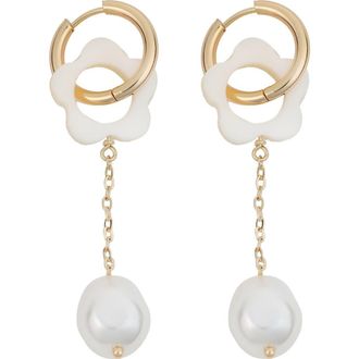 Panacea Flower Cultured Pearl Drop Earrings in White at Nordstrom Rack