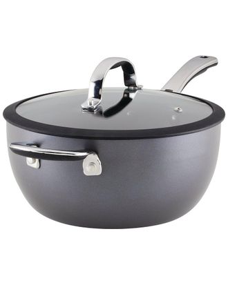 Rachael Ray Cook + Create Hard Anodized Nonstick Saucier With Lid And Helper Handle, 4.5-Quart