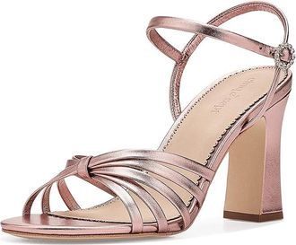 Cinq &agrave; Sept Logan Strappy Metallic Heeled Sandals Womens Sandals Soft Pink Metallic : 10.5 M, Leather