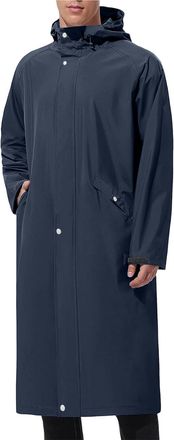 Generic Mens Packable Long Rain Jackets Lightweight Waterproof Windbreaker Jacket Zip Up Hooded Hiking Active Raincoats Navy