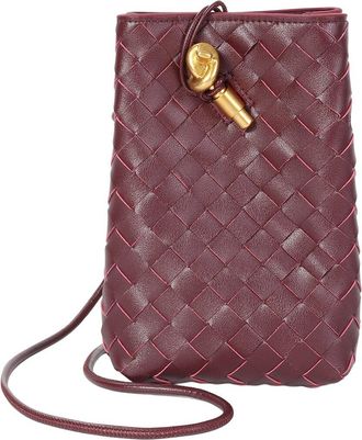 Tiffany & Fred Handwoven Mini Leather Bucket Bag