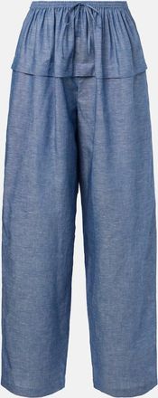 Alaia Alaïa Pantaloni a gamba larga in cotone e lino