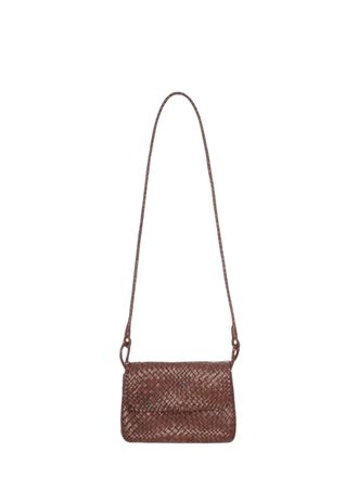 Ibeliv Woven Leather Crossbody Bag with Flap Closure and Adjustable Strap