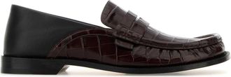 Loewe Mens Two-tone Leather Campo Loafers - Dark Brown - Size EU 46