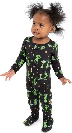 Leveret Footed Cotton Halloween Matching Family Pajamas, Fun Prints in Alien at Nordstrom, Size 12-18M