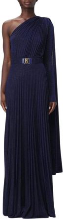 Elisabetta Franchi Kleedjes, Dames, Blauw, S, Polyester, Elegante Cape Maxi Jurk