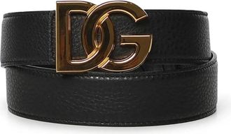 Dolce & Gabbana Calfskin Belt with Logo - Heren - Riemen - Zwart - 100 CM - Leer - Accessoires