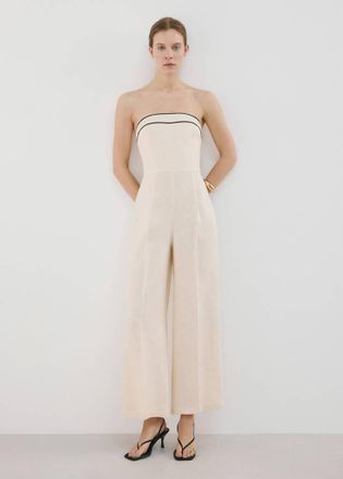 Mango Tuta lino spalle scoperte grezzo - Donna - XS - MANGO