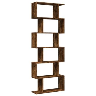 Berkfield Home Room Divider Bookcase 6-Tier Smoked Oak 70x24x193 cm Engineered Wood in Brown | Size: 70 x 24 x 193 cm