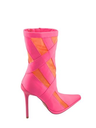 Jeffrey Campbell Stripes Stilleto Heeled Boot In Pink