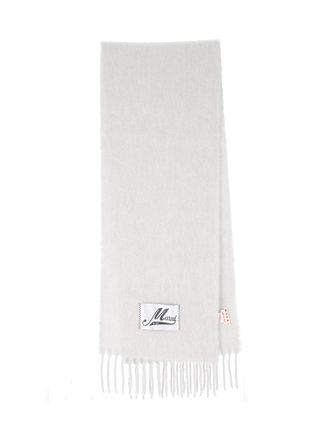 Marni Grey Alpaca Blend Fringed Scarf