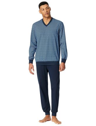 Schiesser Lange pyjama Schiesser blauw met print