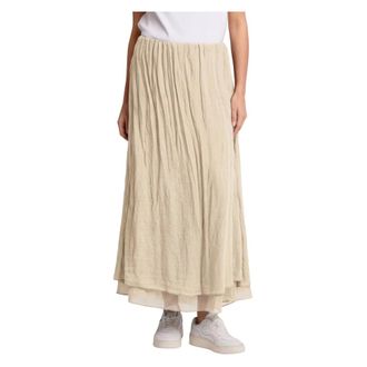 Kocca Maxi Skirts, female, Beige, Size: XS Stylish shaped crinkle skirt