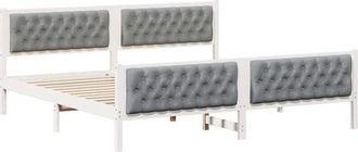 vidaXL Bed Frame Light Grey 200 x 200 cm Solid Pine Wood vidaXL